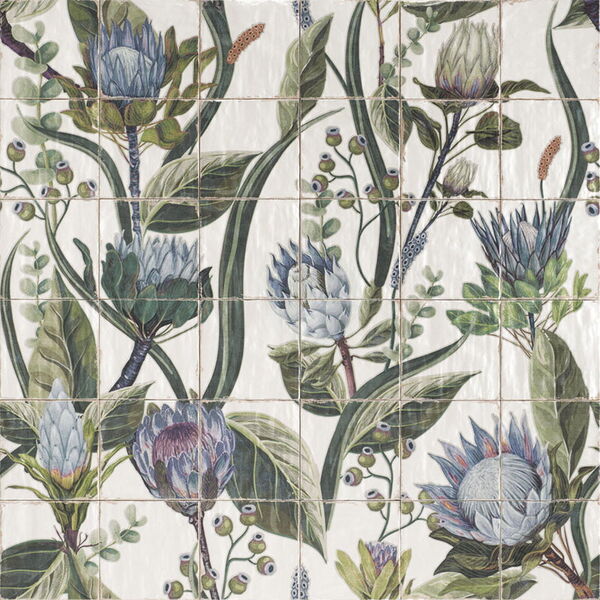 mainzu ceramica mural protea kpl=36 szt dekor 20x20 glazura mainzu ceramica hiszpańskie do łazienki 20x20 z motywem natura