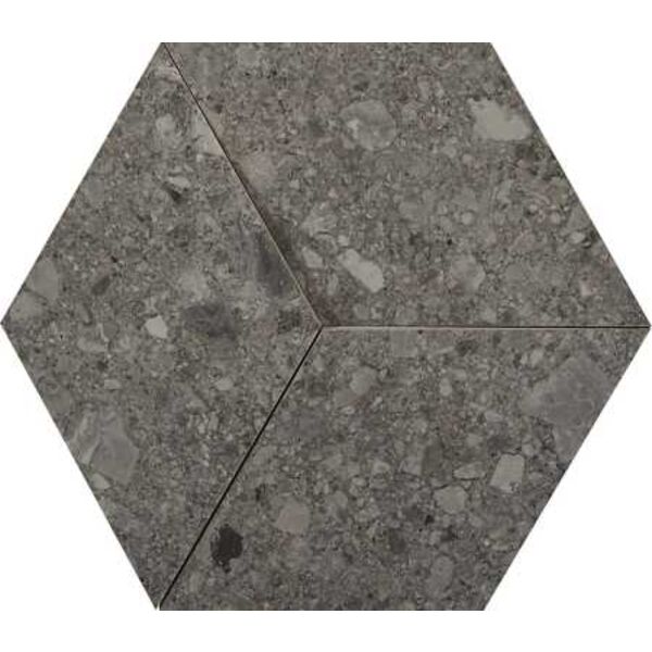 marazzi mystone ceppo di gre anthracite 3d m0kk dekor 29x33.5 gres marazzi heksagonalne do salonu matowe