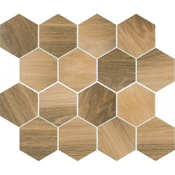 paradyż uniwersalna mozaika wood natural mix heksagon mat 22x25.5 heksagonalne płytki paradyż (classica)