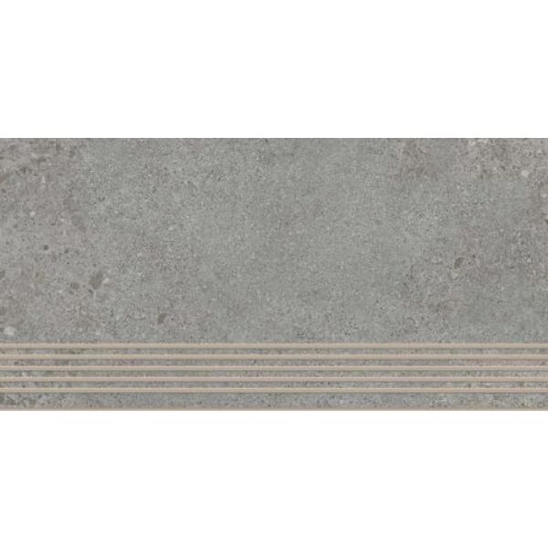 paradyż authority grey mat stopnica prosta nacinana 29.8x59.8 gres szkliwiony imitujące beton do łazienki 30x60 mrozoodporne o grubości 6 do 8 mm