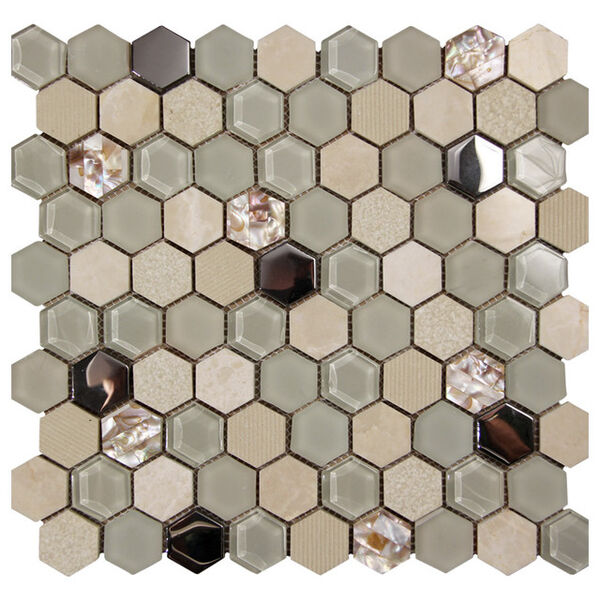 picasa hexagon beige mozaika szklano-kamienna 30x30 kwadratowe płytki picasa