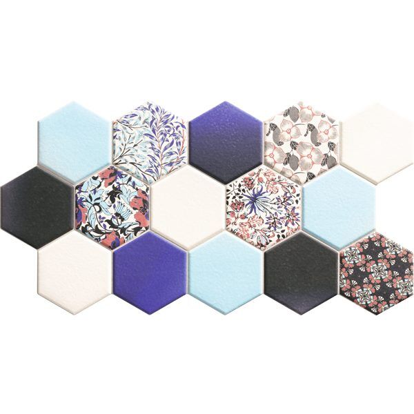 realonda hex nouveau blue gres 26.5x51 płytki realonda prostokątne hiszpańskie do łazienki patchwork