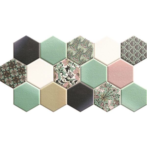 realonda hex nouveau green gres 26.5x51 płytki realonda prostokątne hiszpańskie do kuchni matowe patchwork