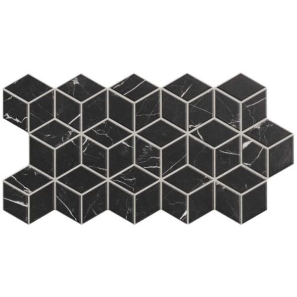 realonda rhombus marquina gres 26.5x51 płytki heksagonalne do łazienki czarne