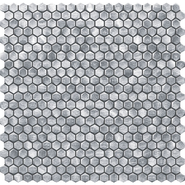 tubądzin drops metal silver hex mozaika 30x30.2 mozaika 30x30 szare matowe strukturalne