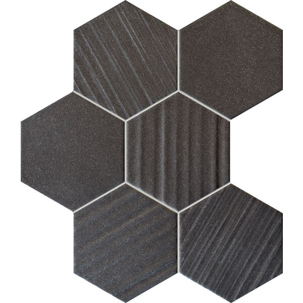 tubądzin horizon hex black mozaika 28.9x22.1 mozaika tubądzin lappato rektyfikowane strukturalne o grubości 10 mm