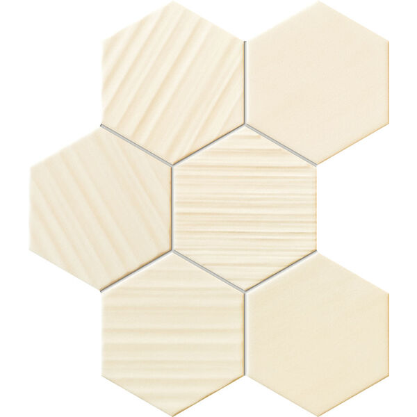 tubądzin horizon hex ivory mozaika 28.9x22.1 mozaika prostokątne beżowe rektyfikowane strukturalne o grubości od 8 do 10 mm